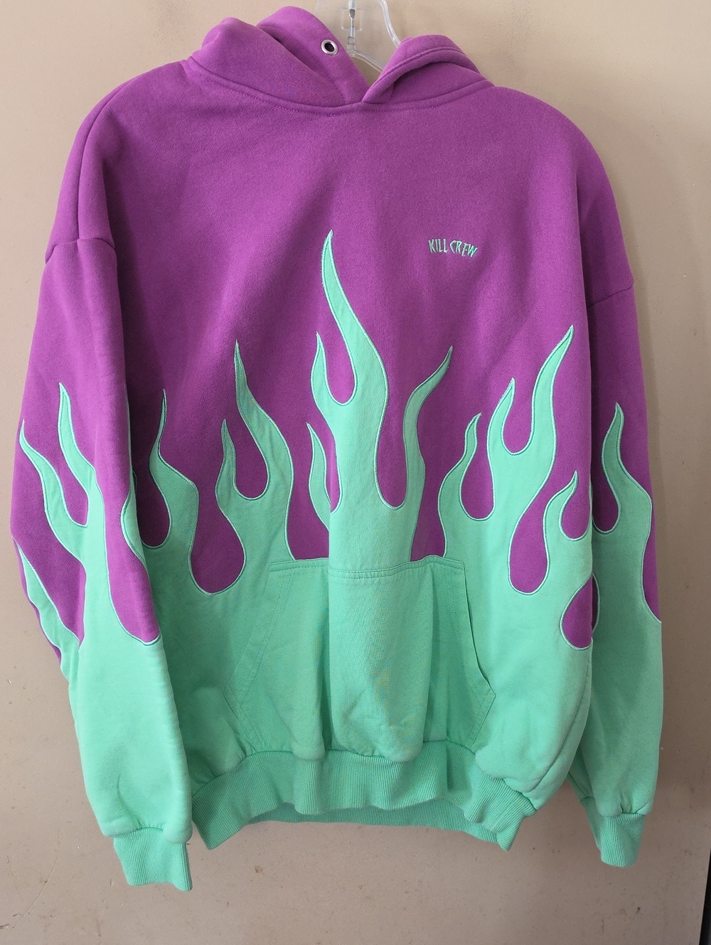 KILL CREW Purple & Mint Flame Graphic Hoodie - Men's Sweater
